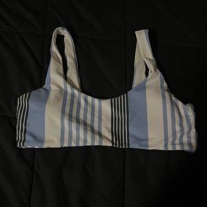 shein medium bikini top, blue and white stripes